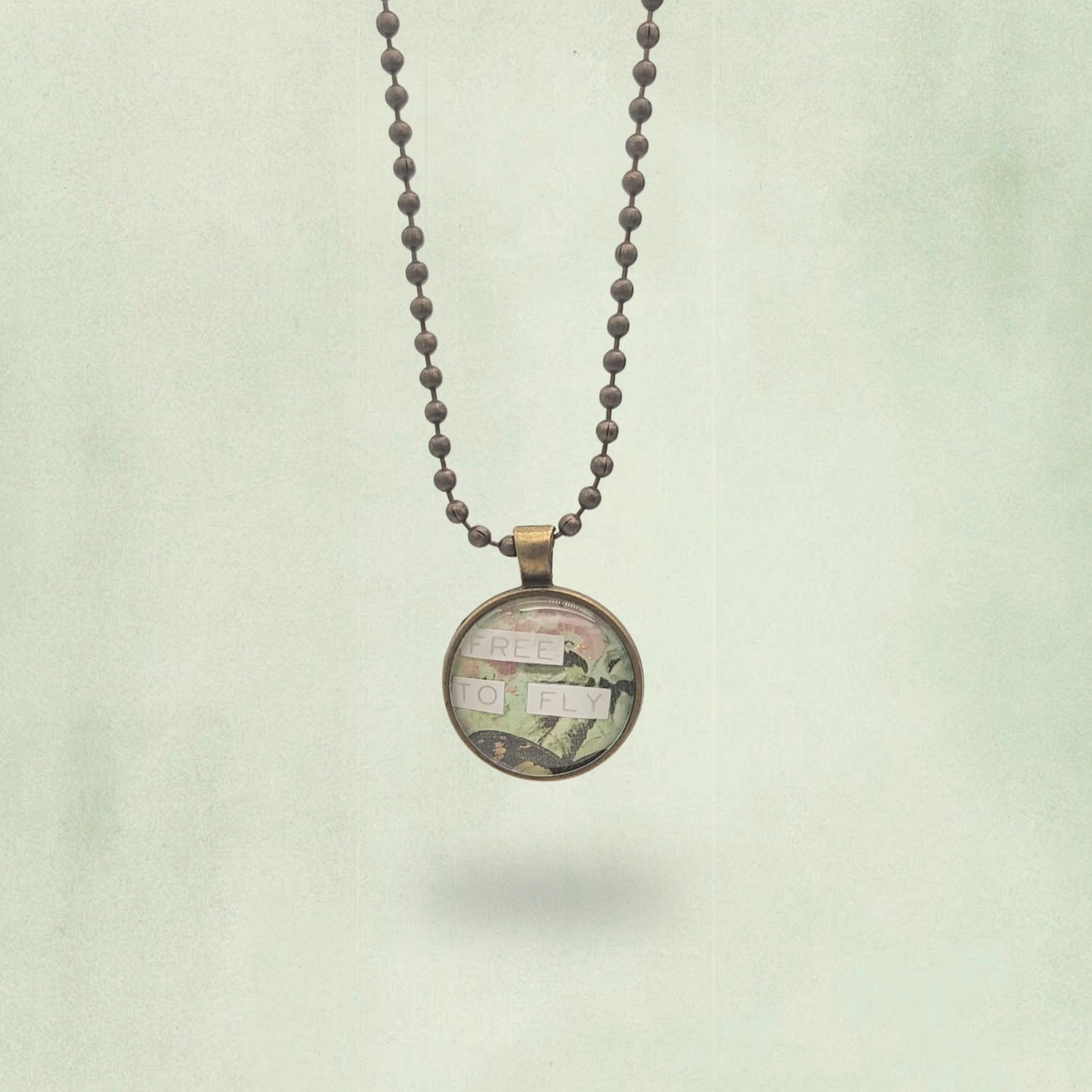 Free to Fly Pendant Necklace – Inspirational Wearable Art Jewelry – Grandma Whimsy